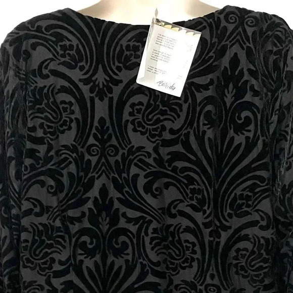 Bob Mackie New Velvet Burnout Top Cowl Neck Dark Romantic Whimsigoth - Picture 4 of 8